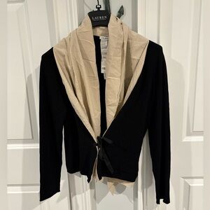 The Re.Set Black Women's Sweater with Tan Built in Scarf